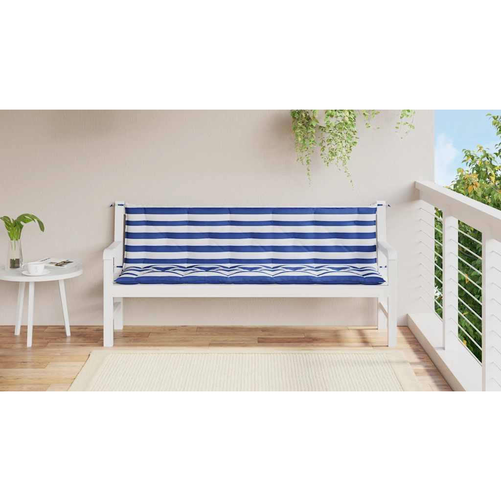 vidaXL Gartenbank-Auflagen 2 Stk. Blau & Weiß Gestreift Oxford-Gewebe
