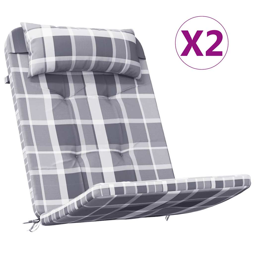 vidaXL Adirondack-Auflagen 2 Stk. Grau Karomuster Oxford-Gewebe