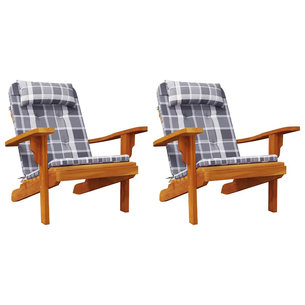 vidaXL Adirondack-Auflagen 2 Stk. Grau Karomuster Oxford-Gewebe