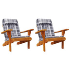 vidaXL Adirondack-Auflagen 2 Stk. Grau Karomuster Oxford-Gewebe