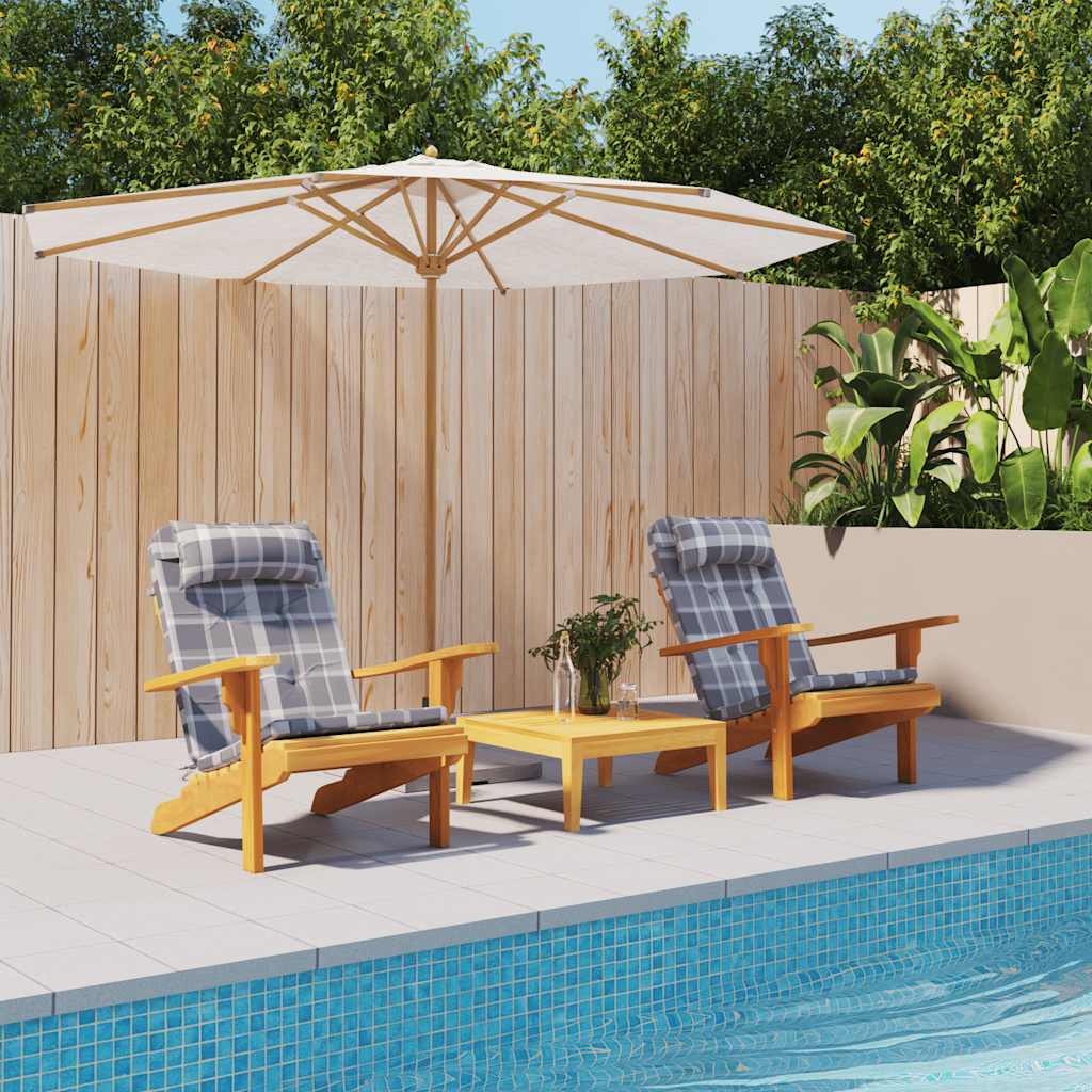 vidaXL Adirondack-Auflagen 2 Stk. Grau Karomuster Oxford-Gewebe