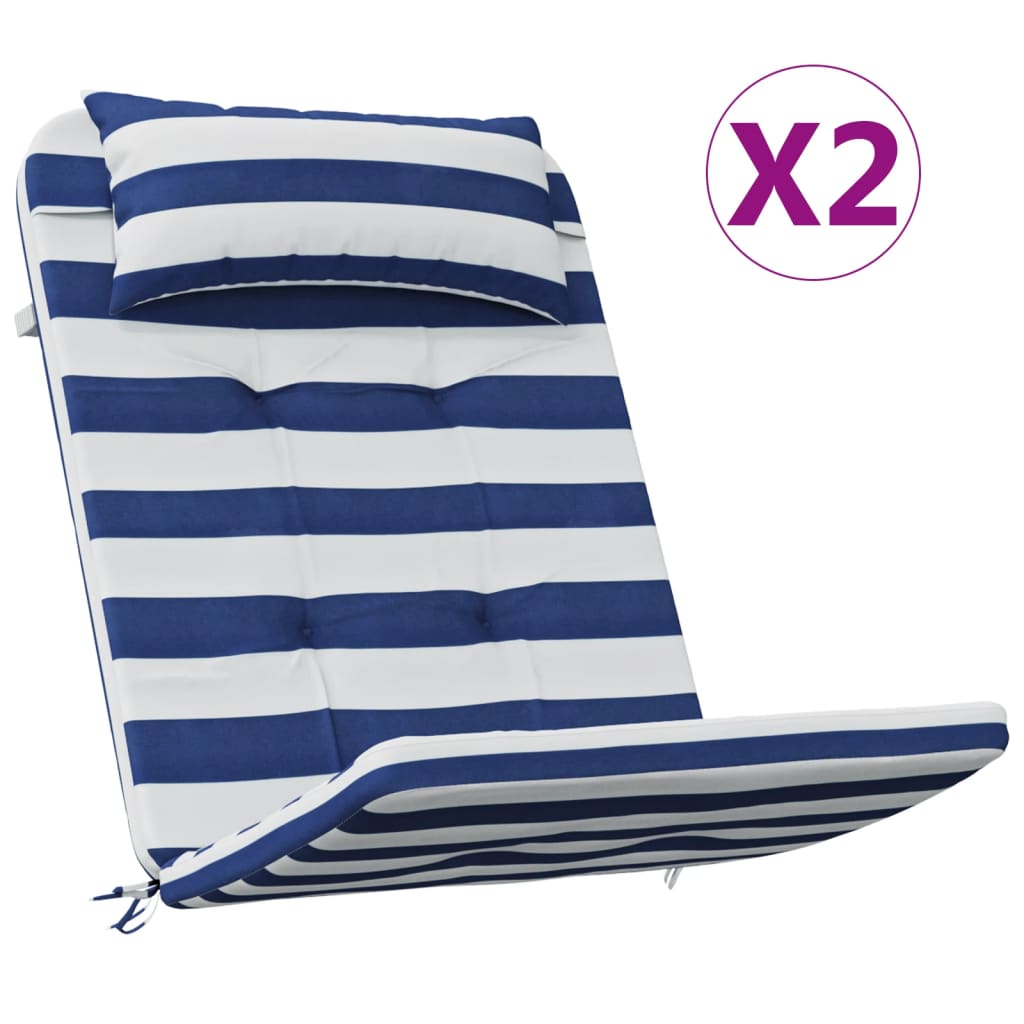 vidaXL Adirondack-Auflagen 2 Stk. Blau & Weiß Gestreift Oxford-Gewebe