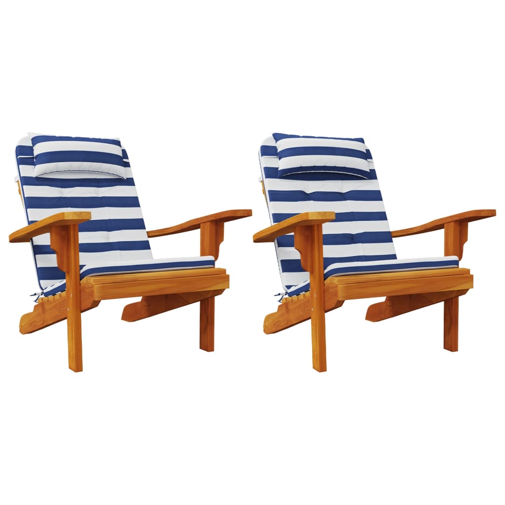 vidaXL Adirondack-Auflagen 2 Stk. Blau & Weiß Gestreift Oxford-Gewebe
