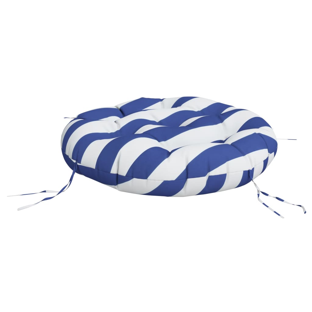vidaXL Kissen Rund Blau & Weiß Gestreift Ø 60 x11 cm Oxford-Gewebe