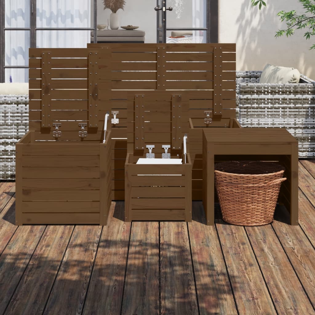 vidaXL 4-tlg. Gartenbox-Set Honigbraun Massivholz Kiefer