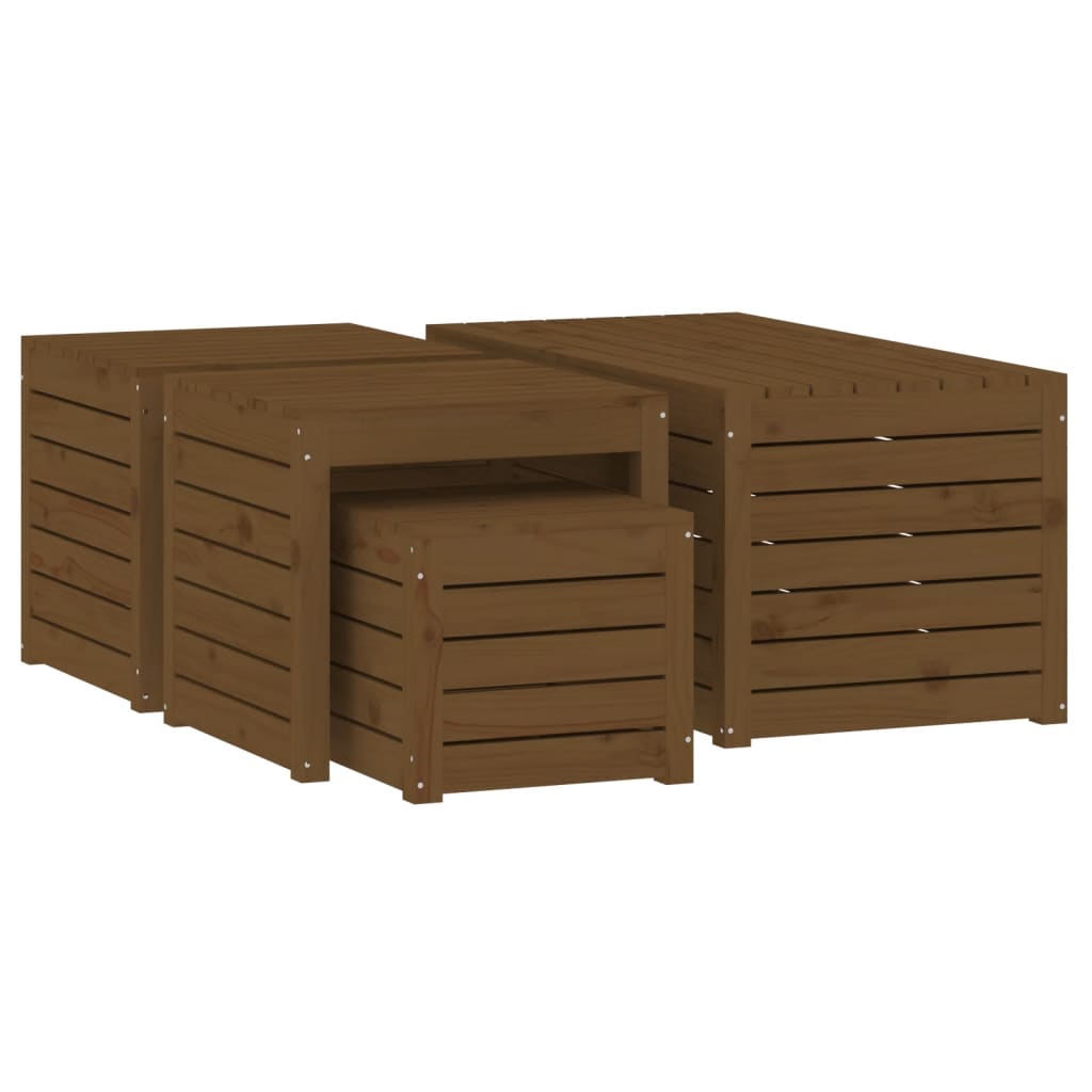 vidaXL 4-tlg. Gartenbox-Set Honigbraun Massivholz Kiefer