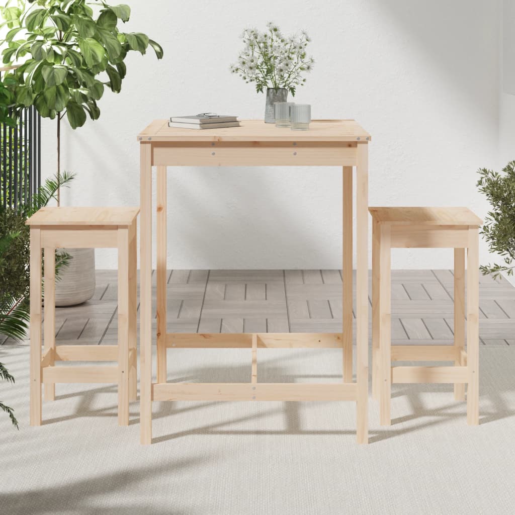 vidaXL 3-tlg. Gartenbar-Set Massivholz Kiefer
