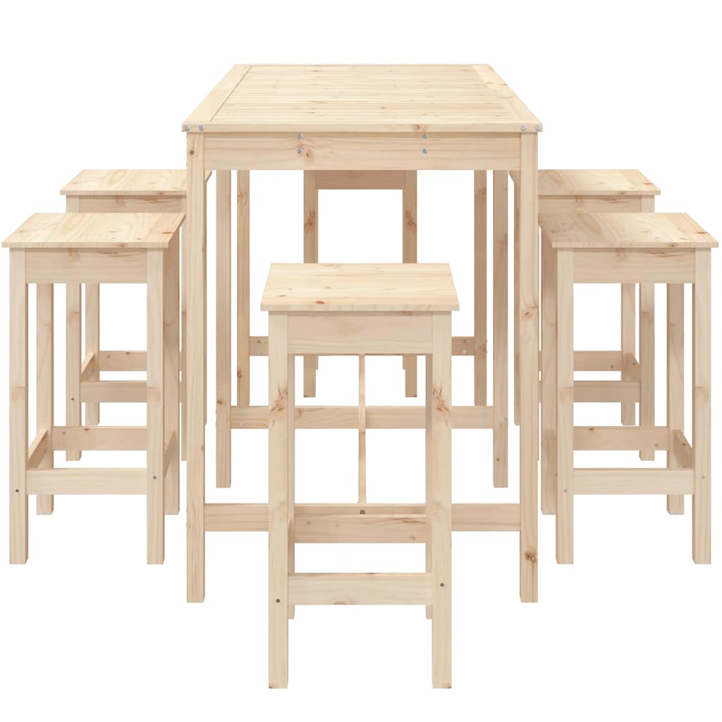 vidaXL 7-tlg. Gartenbar-Set Massivholz Kiefer