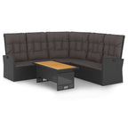 vidaXL 2-tlg. Garten-Lounge-Set mit Kissen Schwarz Poly Rattan