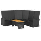 vidaXL 2-tlg. Garten-Lounge-Set mit Kissen Schwarz Poly Rattan