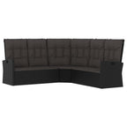 vidaXL 2-tlg. Garten-Lounge-Set mit Kissen Schwarz Poly Rattan
