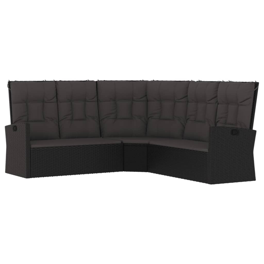 vidaXL 4-tlg. Garten-Lounge-Set mit Kissen Schwarz Poly Rattan
