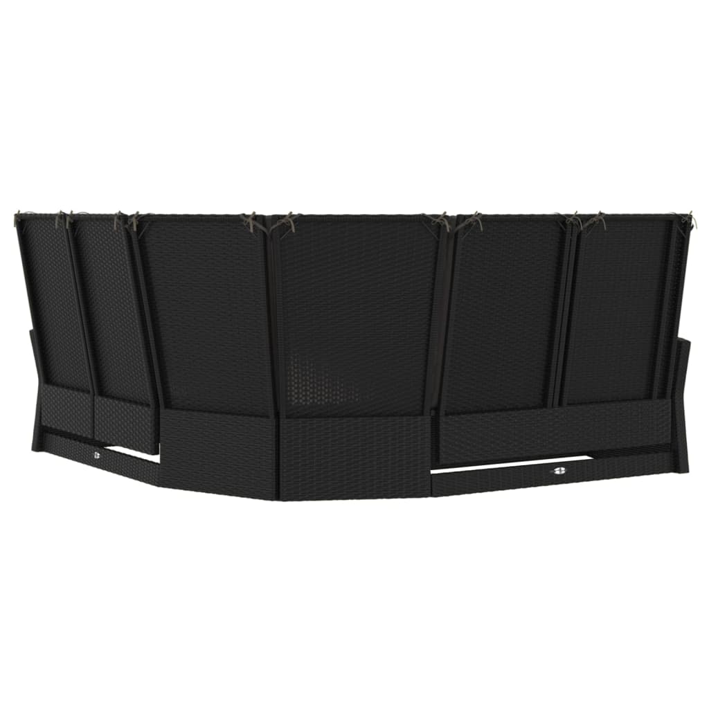 vidaXL Ecksofa mit Liegefunktion und Kissen Schwarz Poly Rattan