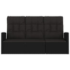 vidaXL Gartenbank mit Liegefunktion & Kissen Schwarz 173cm Poly Rattan