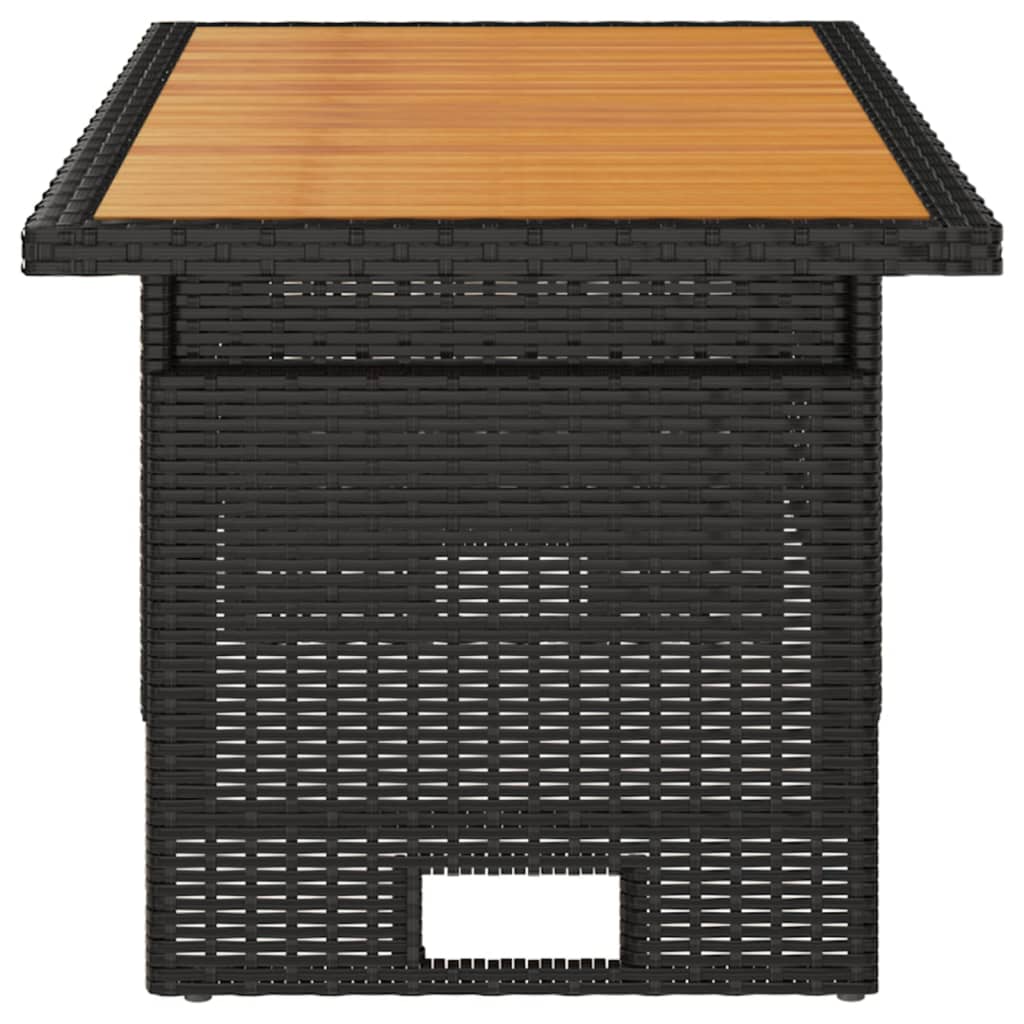 vidaXL Gartentisch Schwarz 100x50x43/63 cm Akazienholz & Poly Rattan