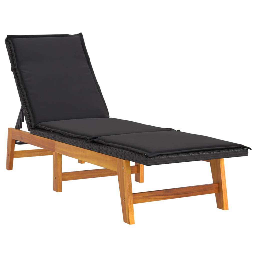 vidaXL Sonnenliege mit Kissen Poly Rattan & Massivholz Akazie