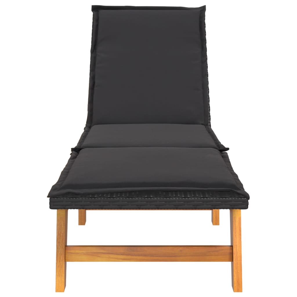 vidaXL Sonnenliege mit Kissen Poly Rattan & Massivholz Akazie
