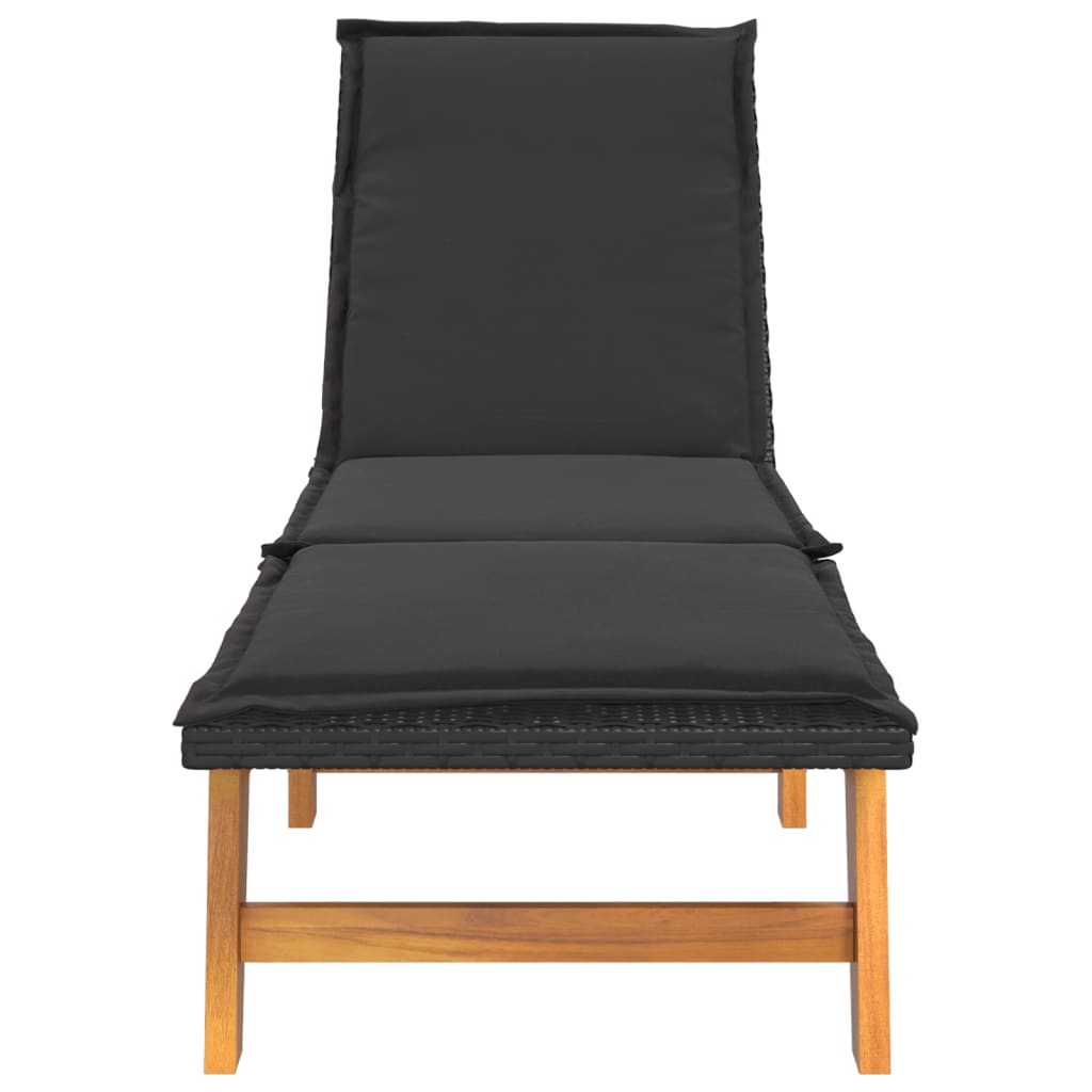 vidaXL Sonnenliegen mit Auflagen 2 Stk. Poly Rattan Massivholz Akazie