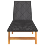vidaXL Sonnenliegen 2 Stk. Schwarz Braun Poly Rattan Massivholz Akazie
