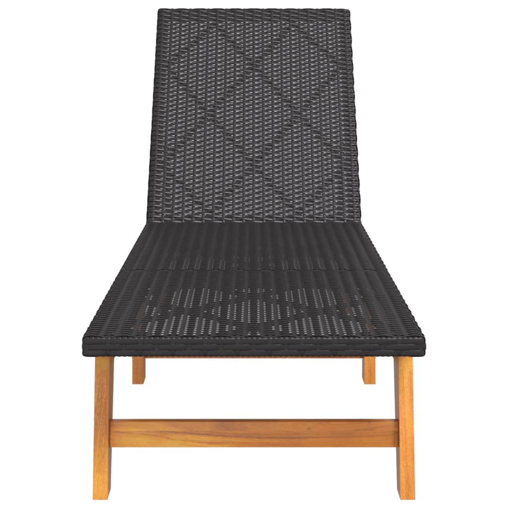 vidaXL Sonnenliegen 2 Stk. Schwarz Braun Poly Rattan Massivholz Akazie