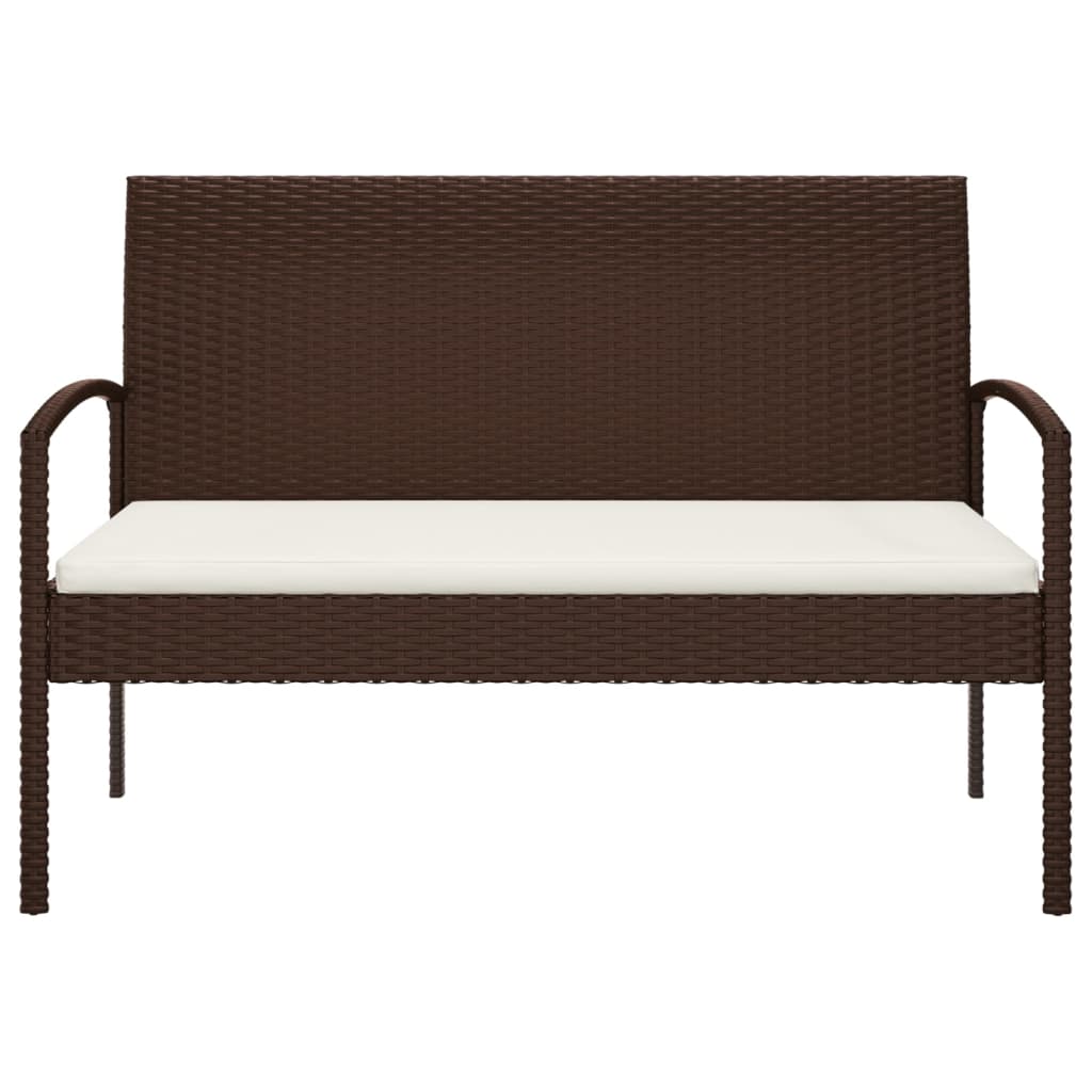 vidaXL Gartenbank mit Kissen Braun 105 cm Poly Rattan