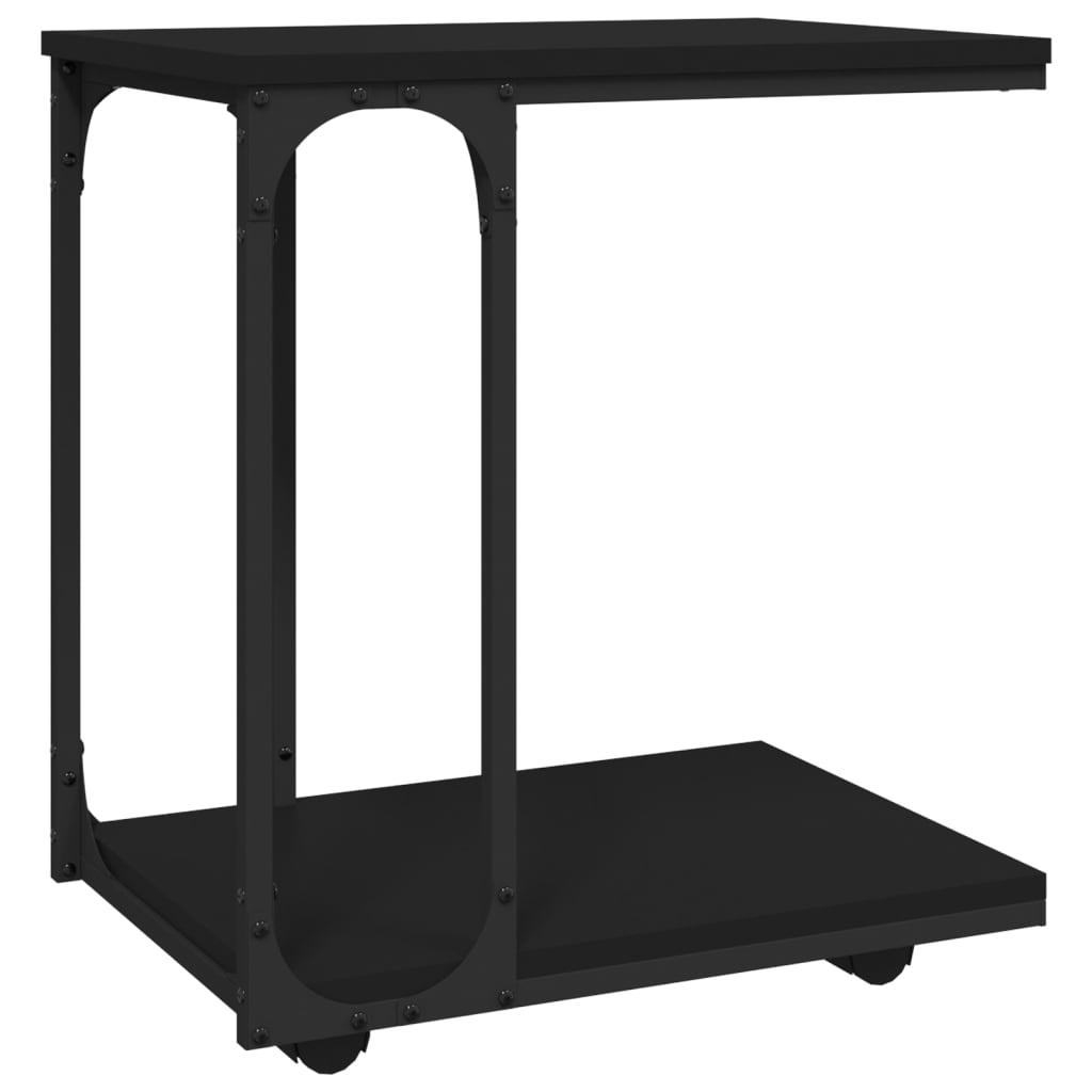 vidaXL Beistelltisch mit Rollen Schwarz 50x35x55,5 cm Holzwerkstoff