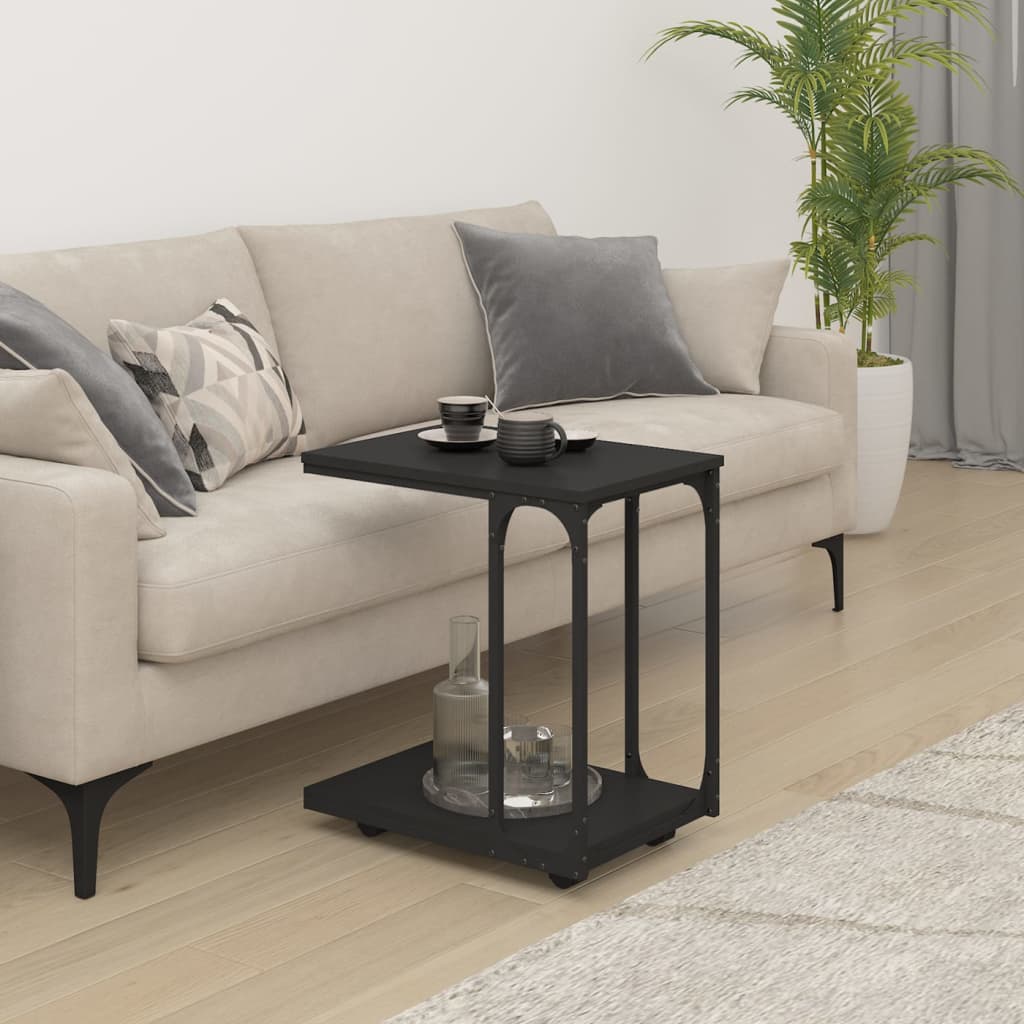 vidaXL Beistelltisch mit Rollen Schwarz 50x35x55,5 cm Holzwerkstoff