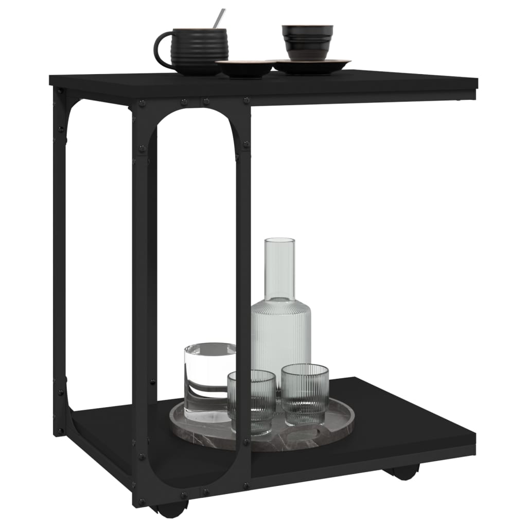 vidaXL Beistelltisch mit Rollen Schwarz 50x35x55,5 cm Holzwerkstoff