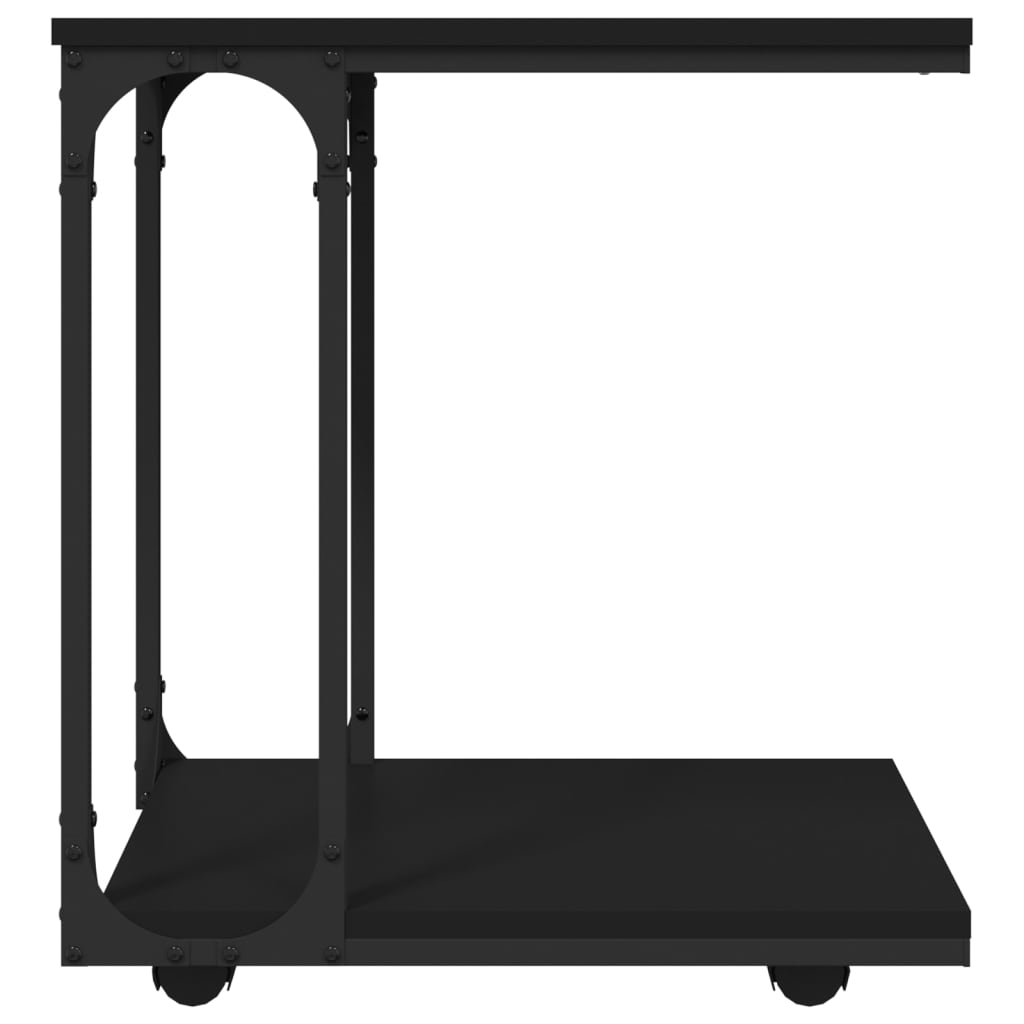 vidaXL Beistelltisch mit Rollen Schwarz 50x35x55,5 cm Holzwerkstoff