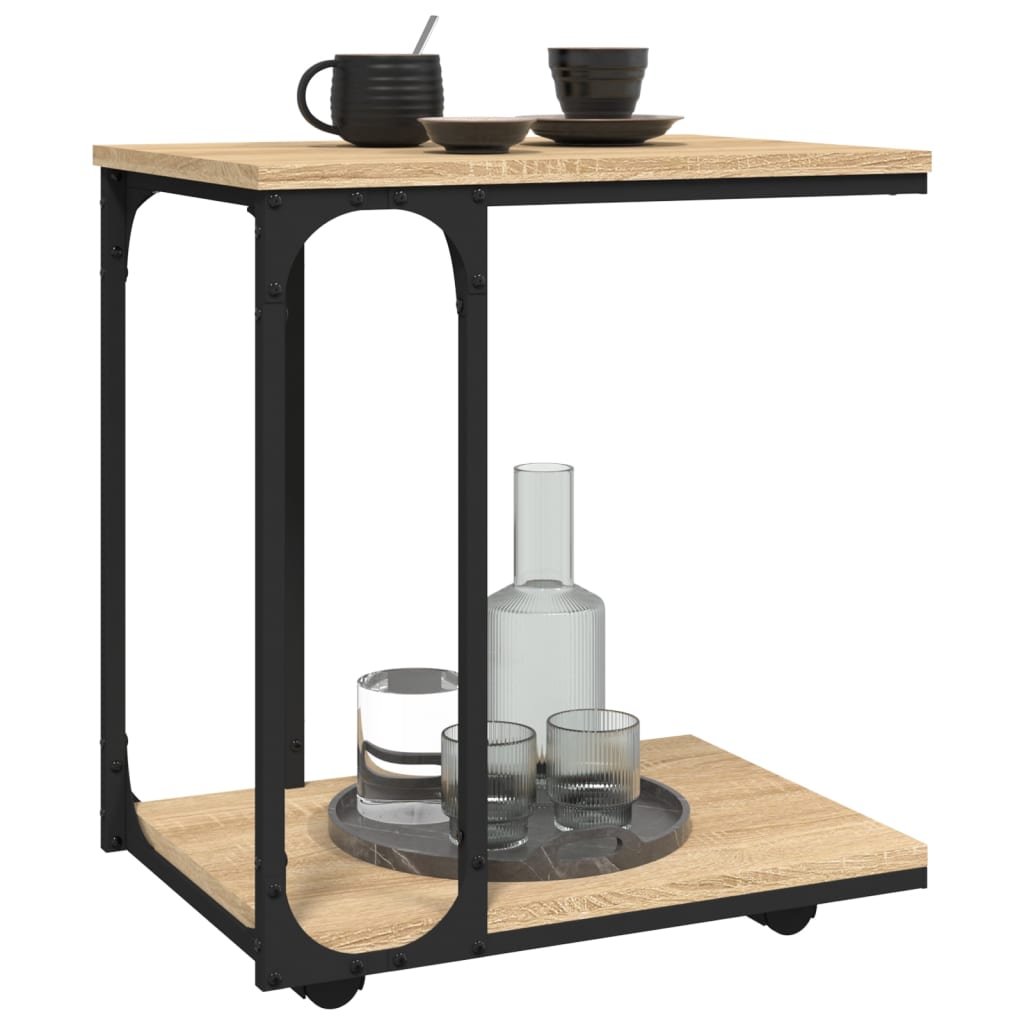 vidaXL Beistelltisch mit Rollen Sonoma 50x35x55,5 cm Holzwerkstoff