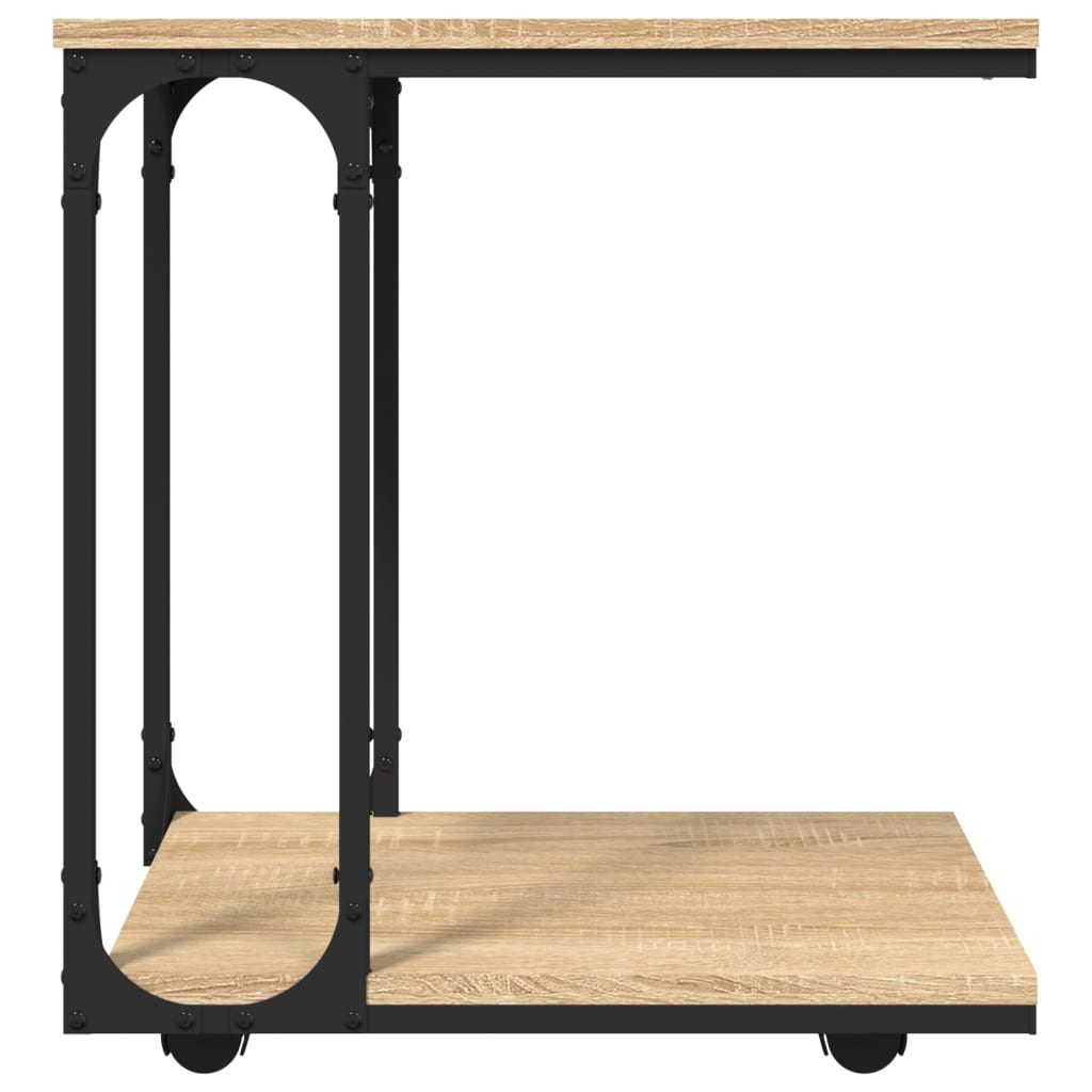 vidaXL Beistelltisch mit Rollen Sonoma 50x35x55,5 cm Holzwerkstoff