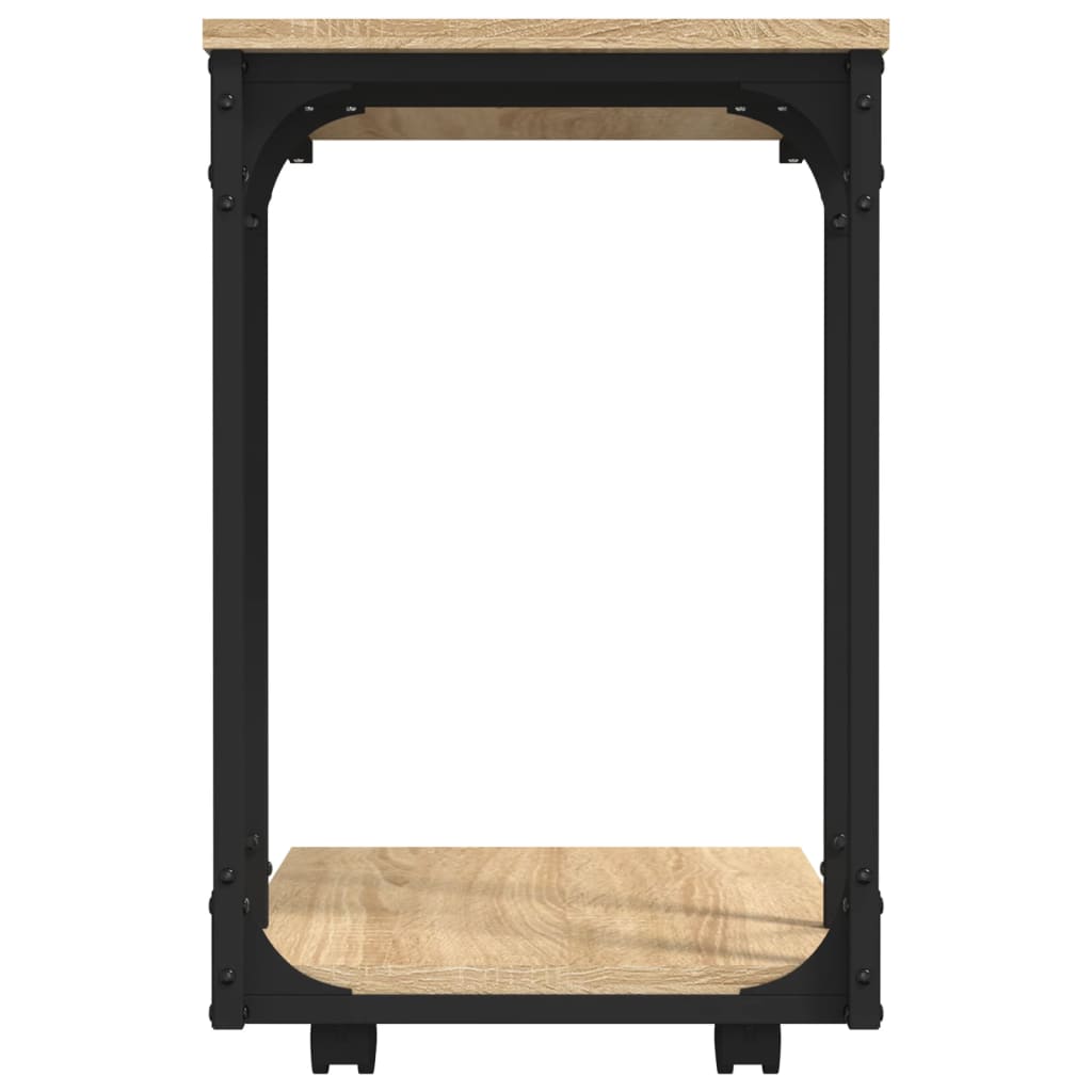 vidaXL Beistelltisch mit Rollen Sonoma 50x35x55,5 cm Holzwerkstoff