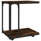 vidaXL Beistelltisch mit Rollen Räuchereiche 50x35x55,5 cm