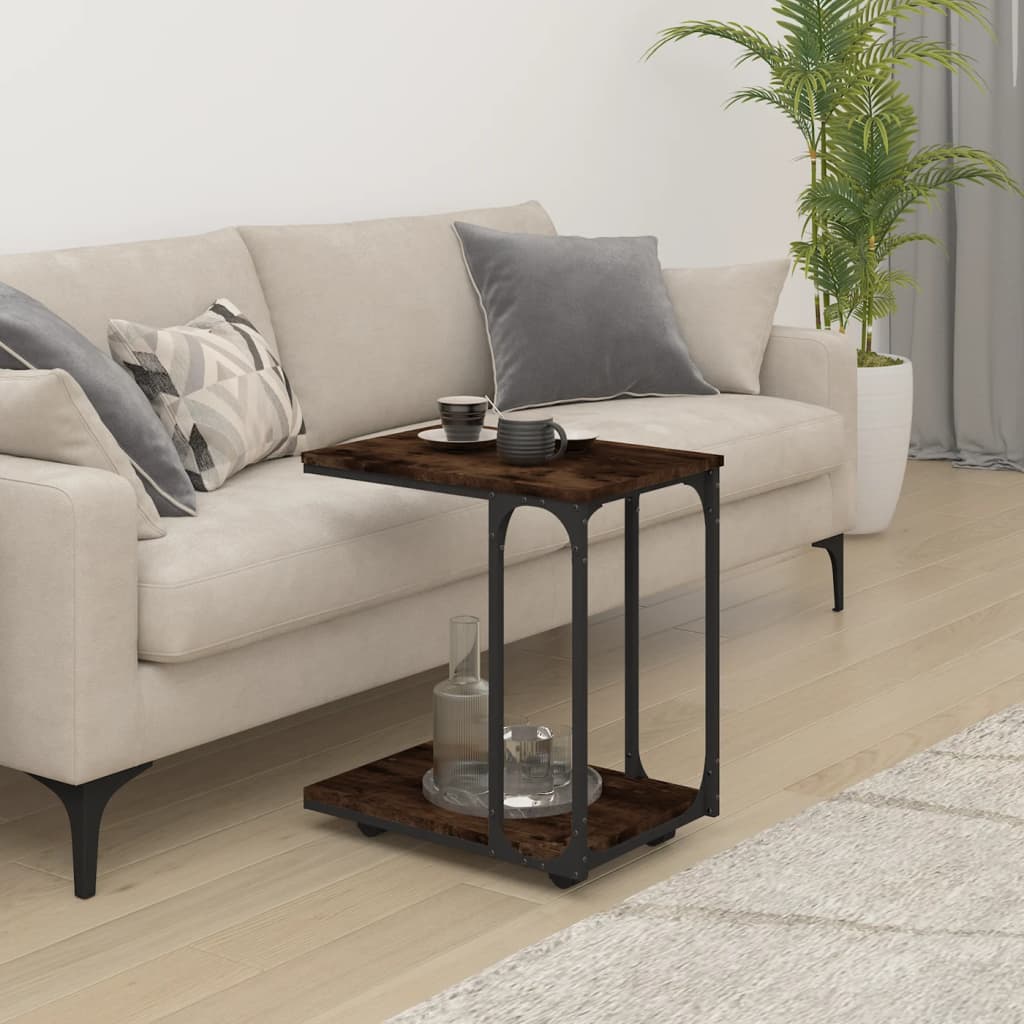 vidaXL Beistelltisch mit Rollen Räuchereiche 50x35x55,5 cm