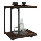 vidaXL Beistelltisch mit Rollen Räuchereiche 50x35x55,5 cm