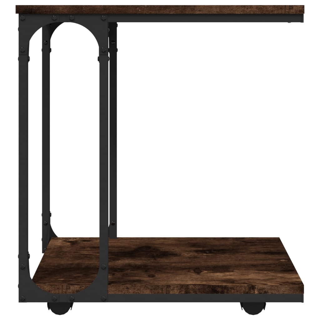 vidaXL Beistelltisch mit Rollen Räuchereiche 50x35x55,5 cm