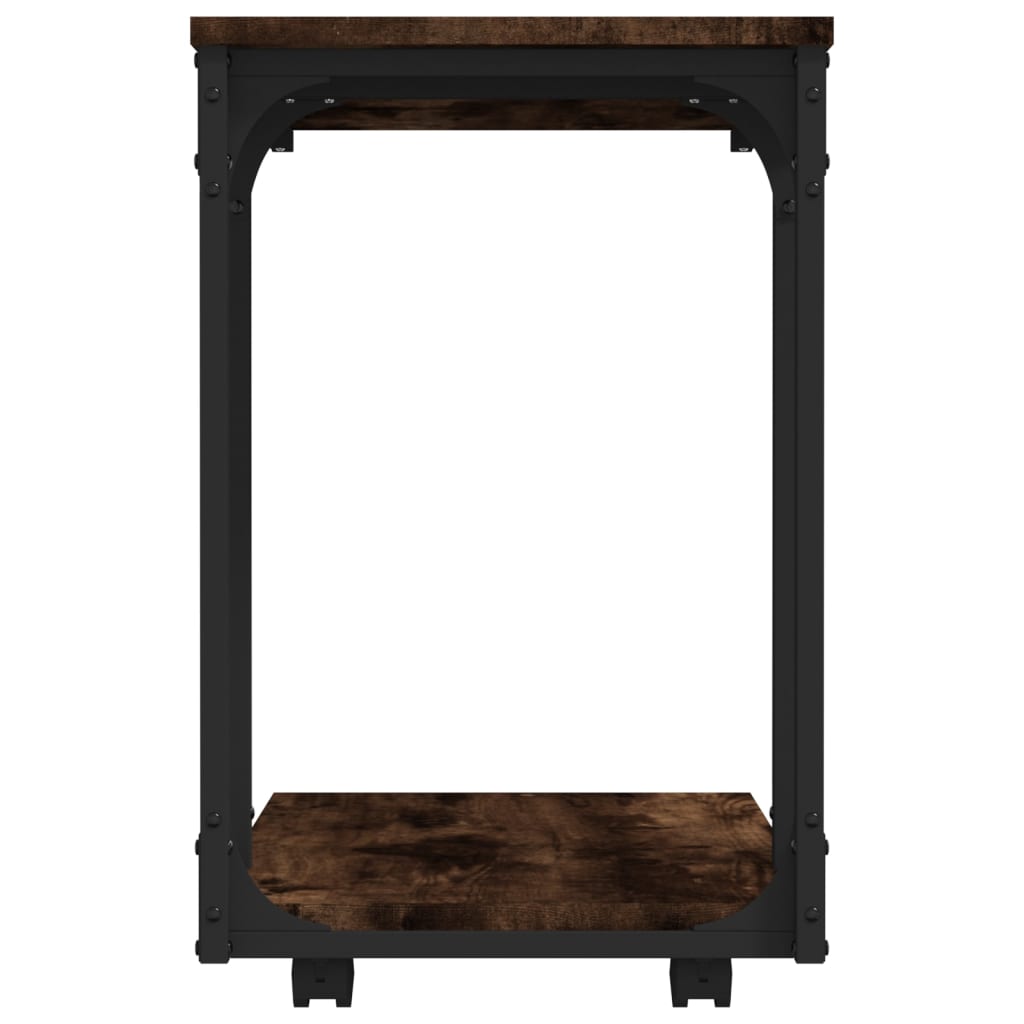vidaXL Beistelltisch mit Rollen Räuchereiche 50x35x55,5 cm