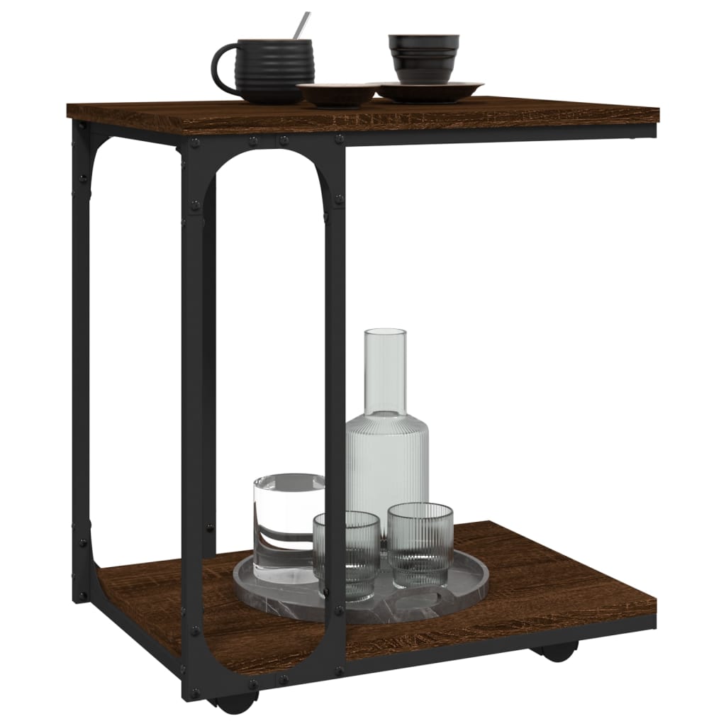 vidaXL Beistelltisch mit Rollen Braun Eichen-Optik 50x35x55,5 cm
