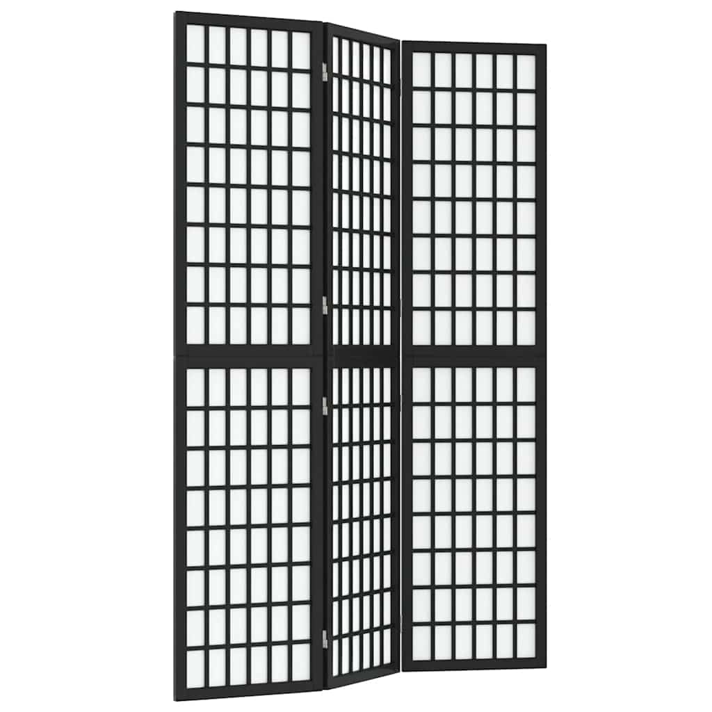 vidaXL 3-tlg. Paravent Japanischer Stil Faltbar 120x170 cm Schwarz