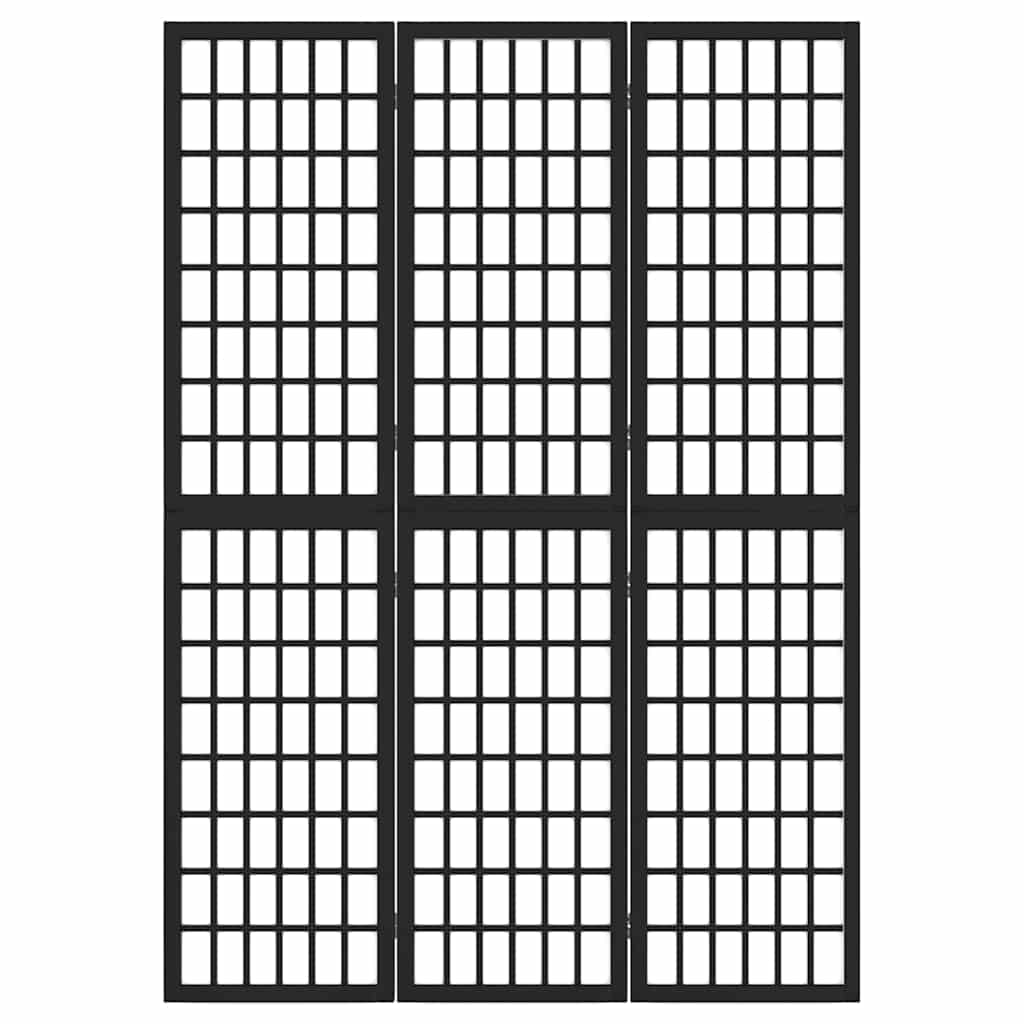 vidaXL 3-tlg. Paravent Japanischer Stil Faltbar 120x170 cm Schwarz