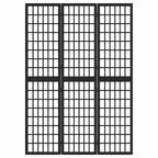 vidaXL 3-tlg. Paravent Japanischer Stil Faltbar 120x170 cm Schwarz