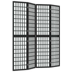 vidaXL 4-tlg. Paravent Japanischer Stil Faltbar 160x170 cm Schwarz