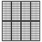 vidaXL 4-tlg. Paravent Japanischer Stil Faltbar 160x170 cm Schwarz