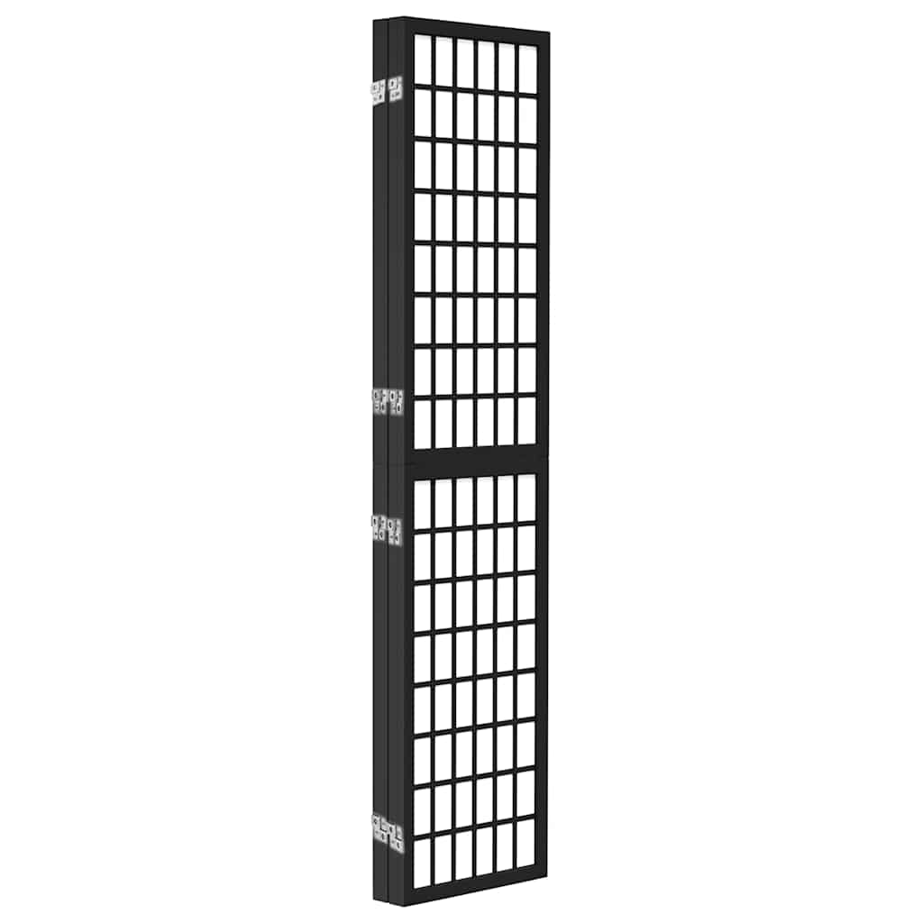 vidaXL 4-tlg. Paravent Japanischer Stil Faltbar 160x170 cm Schwarz