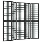 vidaXL 5-tlg. Paravent Japanischer Stil Faltbar 200x170 cm Schwarz