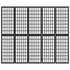 vidaXL 5-tlg. Paravent Japanischer Stil Faltbar 200x170 cm Schwarz