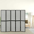 vidaXL 5-tlg. Paravent Japanischer Stil Faltbar 200x170 cm Schwarz