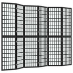 vidaXL 6-tlg. Paravent Japanischer Stil Faltbar 240x170 cm Schwarz