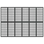vidaXL 6-tlg. Paravent Japanischer Stil Faltbar 240x170 cm Schwarz