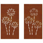 vidaXL 2-tlg. Garten-Wanddeko 105x55 cm Cortenstahl Blumen-Design